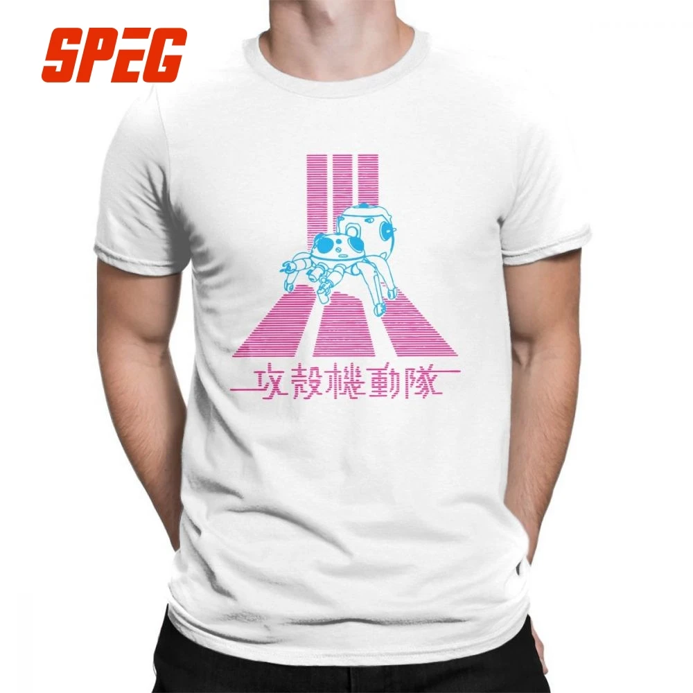 

Ghost In The Shell GITS Tee Shirt Tachikoma Pure Cotton Short Sleeves Cool O Neck Male T Shirts Lightweight T-Shirts Printed