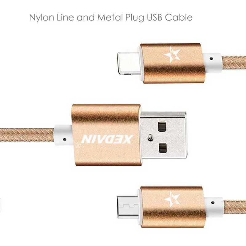 ل فون 8 7 6 s زائد 5 s باد Xiaomi هواوي 2A عالية الجودة المعادن النايلون المصغّر usb كابل المحمول الهاتف مزامنة بيانات كابلات شحن