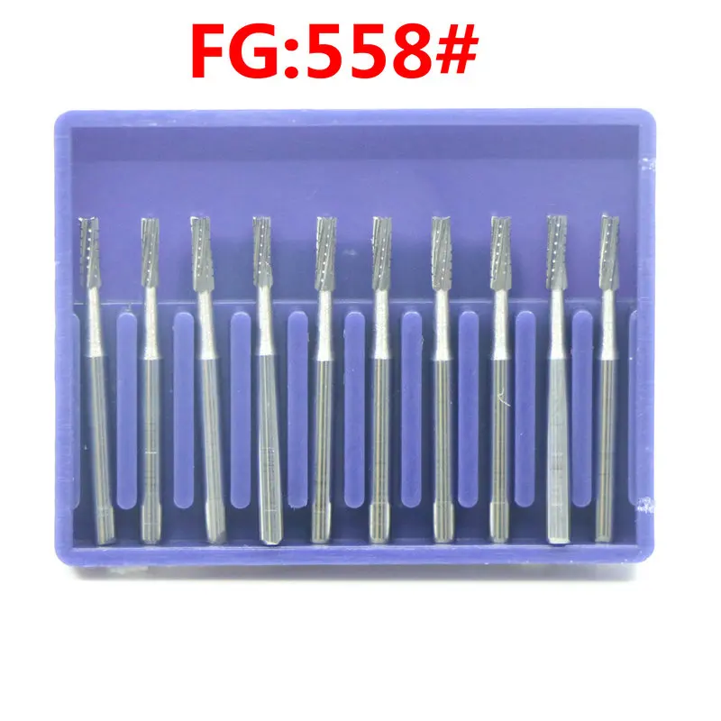10pcs Dental Tungsten carbide bur Drills FG558 Dental High Speed Fissure Bur Endodontic Drills Dental Lab