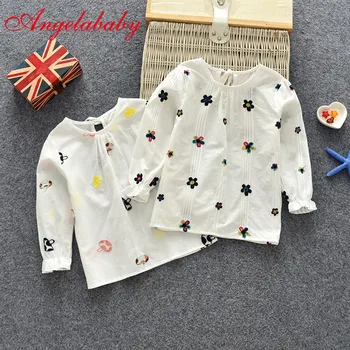 

2019 Casual Girls Spring Floral Cotton T-shirt Children Clothes Baby Long Sleeve Tops Tees Blouse