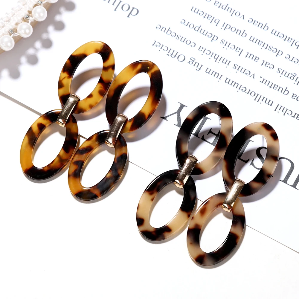 

XIYANIKE New Fashion Leopard Double Ellipse Drop Earrings Personality Exaggerated Edition Geometric Round For Women Jewelry