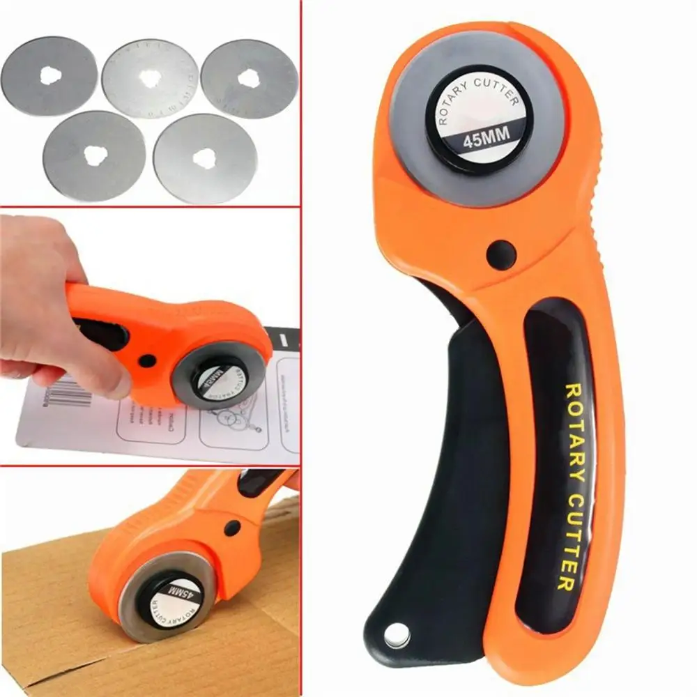 

45mm Rotary Cutter Leather Cutting Tool Fabric Cutter Circular Blade DIY Patchwork Sewing Quilting Fit Olfa Cut orange black@15