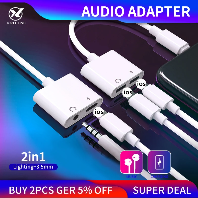 

2-in-1 Audio Adaptador Charging Converter For Apple iPhone XS XR MAX 7 8 Plus 3.5 MM Jack Audio Adapter Charging Headphone Cable