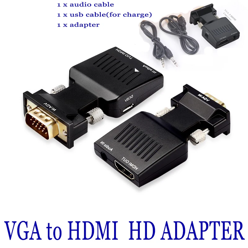 5 шт./лот Переходник HDMI VGA мама папа аудиокабель видеоконвертер 1080P проектор для ПК