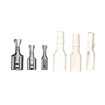 

120Pcs Female Spade Bare Terminals 2.8mm/4.8mm/6.3mm Transparent Insulation Sheath Wire Butt Splice Female Spade Connector Kit
