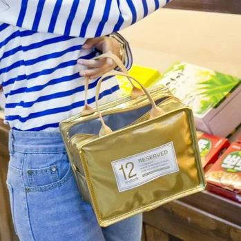 

by dhl or fedex 100pcs Korean Style Fashion Leisure Bags PU Leather Lunch Bag Portable Convenient Tote For Warm Cool Keeper Box