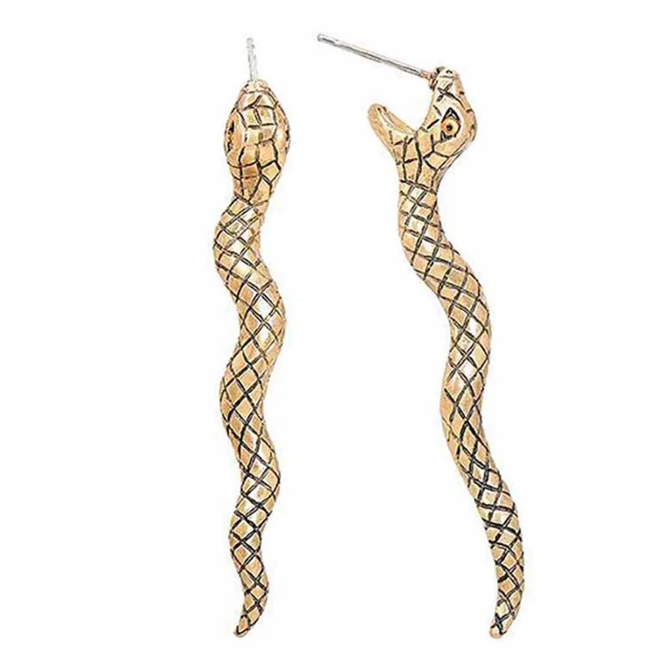 

PENGBIN Exaggerated Stud Earrings Retro Snake Shape Long Ear Stud Female Street Temperament Earrings Charm Accessories for Women
