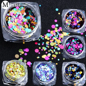 

Mtssii Shining Thin Round Flakes Glitter Powder Holographic Nail Sequins Paillettes Nail Art Decoration DIY Manicure Tool