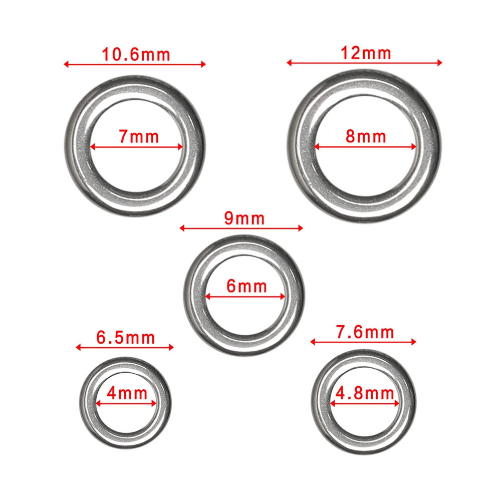 50 шт. серебряное рыболовное твердое кольцо из нержавеющей стали с разъемом XS/S/M/L/XL Приманка снасти Разъем рыболовные аксессуары