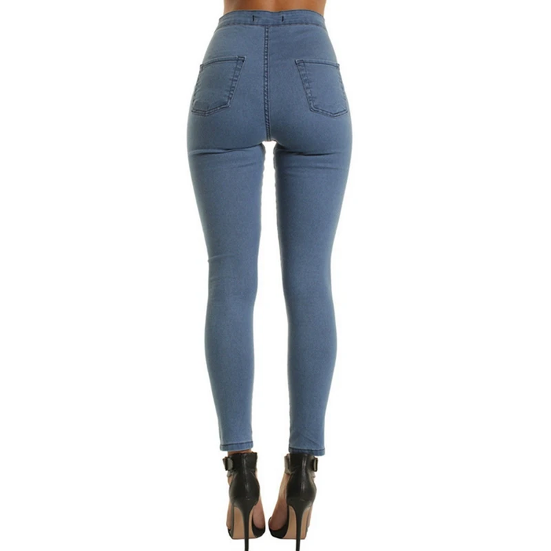 Laamei джинсы для женщин, джинсы с высокой талией, женские джинсы с высокой эластичностью размера плюс, Стрейчевые джинсы, женские потертые джинсы, узкие брюки-карандаш