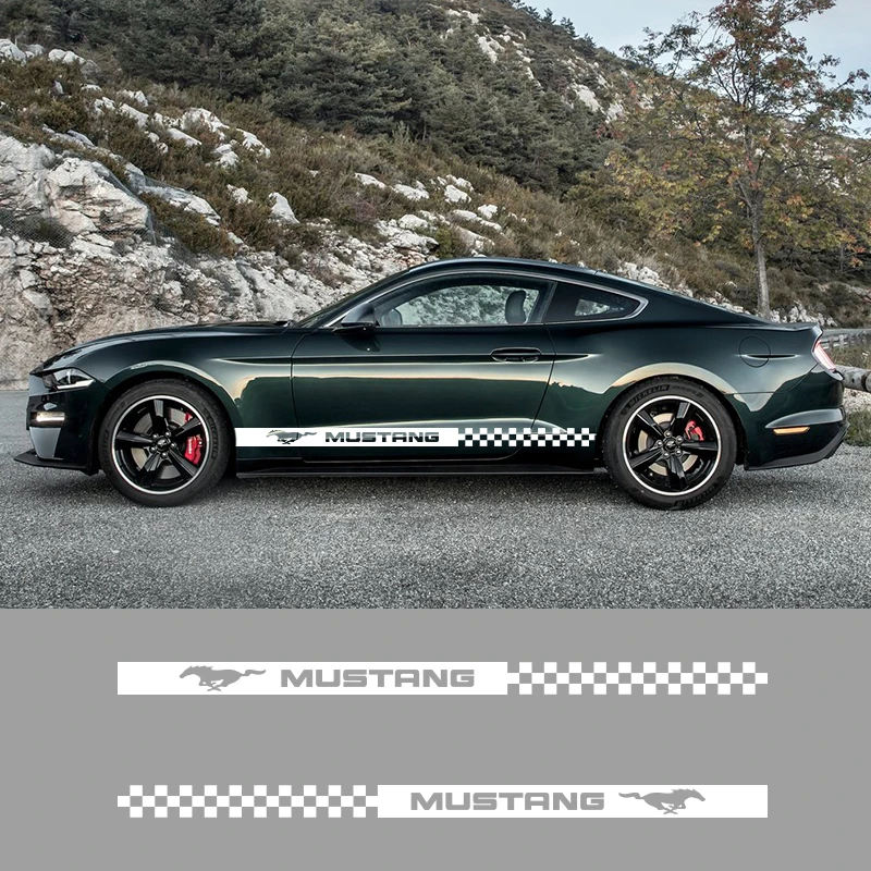  2 PCS Vinyl Side Sticker Decals Stripes Wraps Body Stickers Car Styling For Ford Mustang
