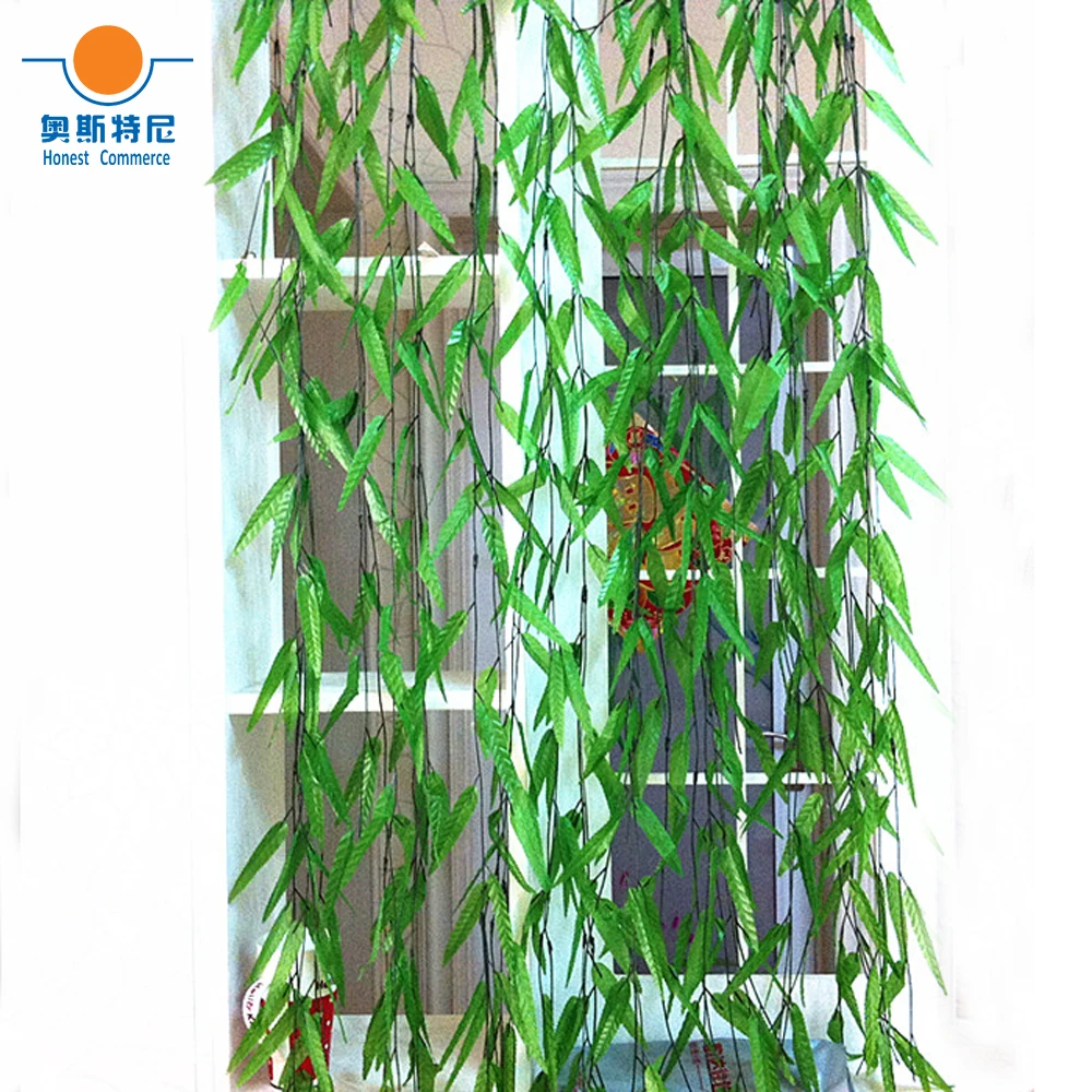 50pcs plastic artificial green vine 1.8m long plastic salix leaf vine