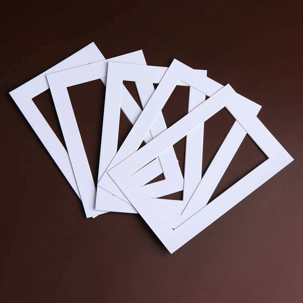 

5Pcs/Lot 6/7/8/10 Inch White Photo Mats Rectangle Paper Mounts Unique Textured Surface For Picture Frames Passe-Partouts
