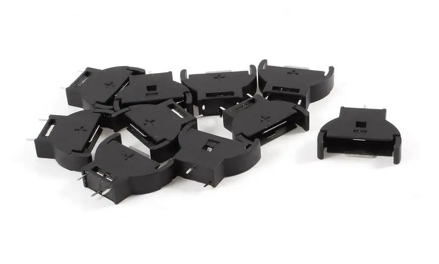 

MasterFire 100pcs/lot High Quality Half-Round Black Plastic CR2032 CR2025 3Pin Cell Coin Battery Button Socket Holder Case Box