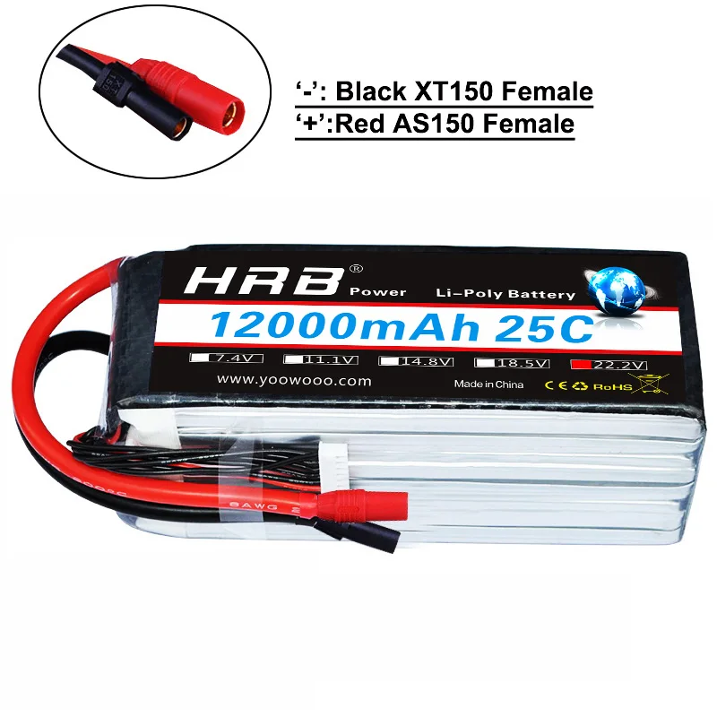 Аккумулятор hrb lipo 6S 22,2 V 5000 мА/ч, 5200 мА/ч, 6000 мА/ч, 8000 мА/ч, 10000 мА/ч, 12000 мА/ч, 16000 мА/ч, 22000 мА/ч, 50C для Дрон RC uav Квадрокоптер