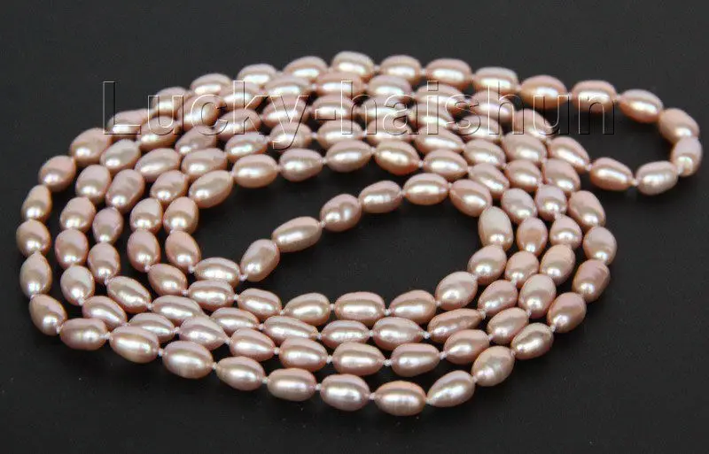 

FREE shipping>>>>>>luster natural 46" 11mm rice freshwater purple pearls necklace j10057 6.07