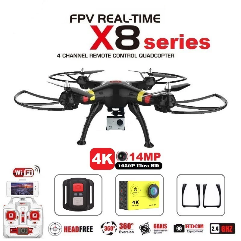 

Syma X8G X8C X8W X8HG X8HW X8 FPV RC Drone With H9R 4K Camera Helicopter RC Remote Control Drone Quadcopter RTF Helicopter