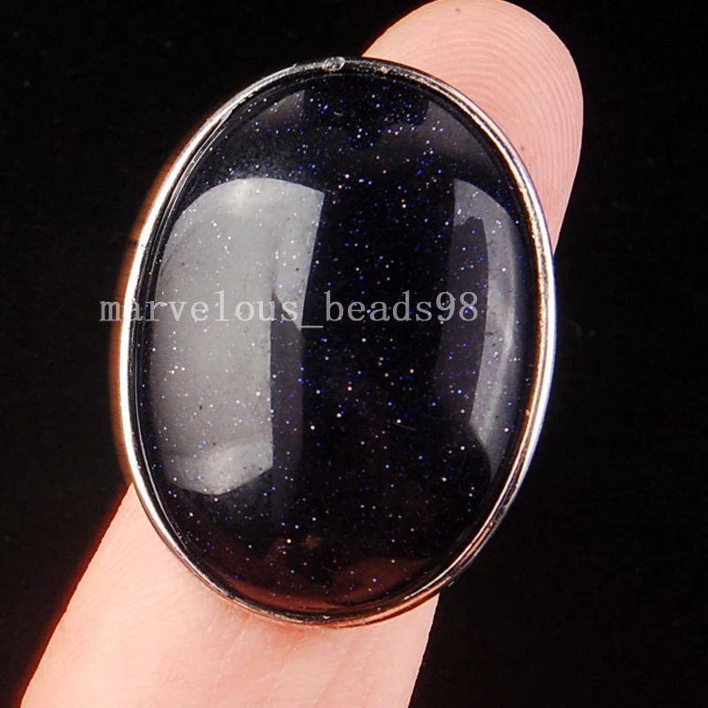 

Free Shipping Beautiful jewelry Blue Goldstone Women Men Art Oval Ring 7~12" Adjust Size PC3927