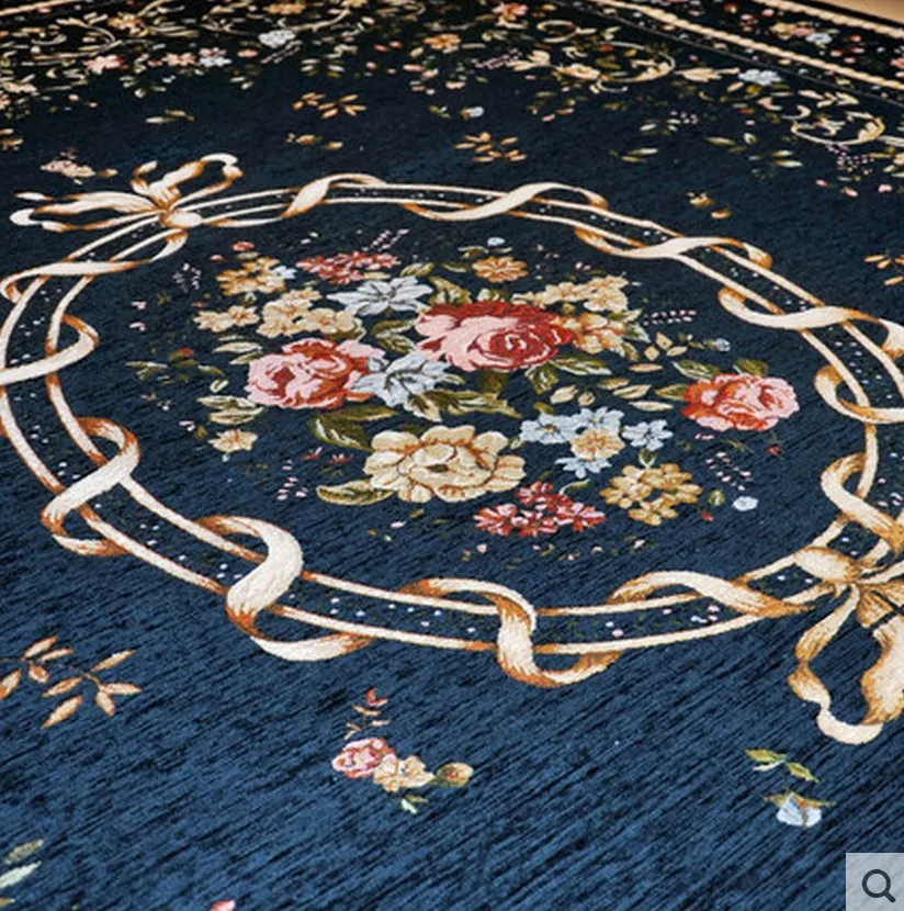 Fashion Carpet Bed Aside Mat Stair Strode Pad Blue Rustic Entranceway Mats Persian Anti-slip Floor Carpet Flower Decor Fabric