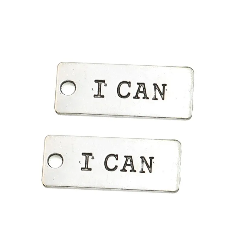 10pcs Tibetan Silver Plated "i Can" Charms Pendants For Bracelet
