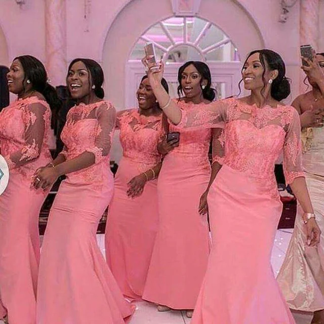 Elegant C Long Bridesmaid Dress 3 4 Sleeves Nigerian Wedding Elegant C Long Bridesmaid Dress 3 4 Sleeves Nigerian Wedding Ceremony Maid Of Honor