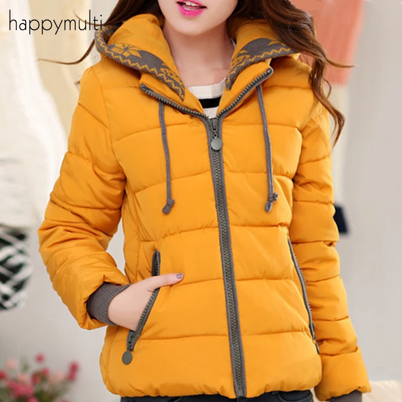 Парка Для женщин Happymulti Slim с коротким сплошной Цвет Лоскутная Верхняя одежда на
