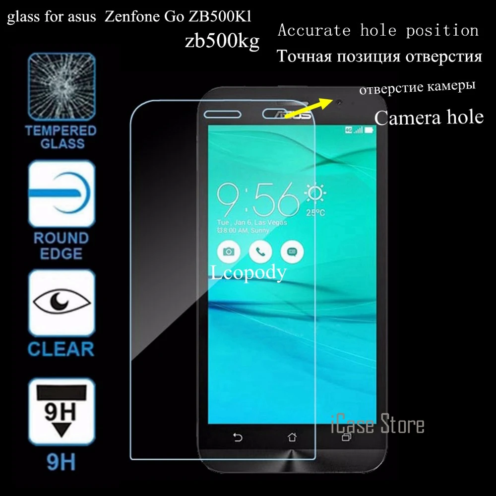 

9H Screen protector tempered glass For asus zenfone GO ZB500KL ZB500KG ZB 500 KL KG 500KL 500KG ZB500 phone case cover