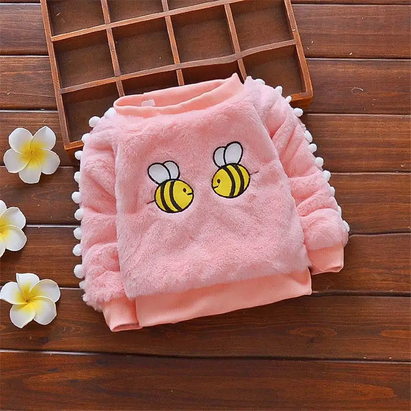 BibiCola/свитера для маленьких девочек; зимние теплые свитера с рисунком пчелы для девочек; флисовые бархатные пуловеры для девочек; Одежда для девочек