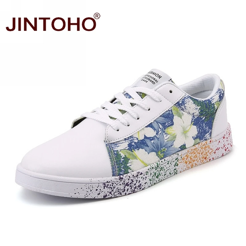 JINTOHO/большие размеры; обувь для скейтбординга; полуботинки дешево; белые кроссовки; женские кроссовки; кожаная спортивная обувь; Zapatos - Цвет: bai lan