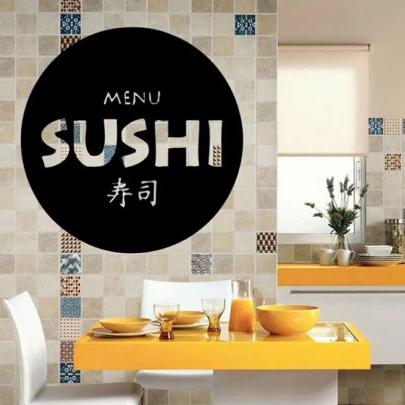 Суши Стикер Стены Ресторан Японская Еда Наклейка Плакат Винил Арт Наклейки Декор
