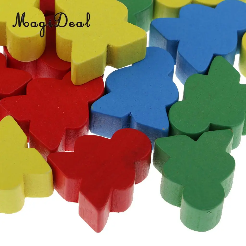 MagiDeal Novelty 50Pcs Assorted Color Human Shape Wooden Chess for Kids Board Game Educational Toys Gifts 24 x 19 x 9 mm Multi
