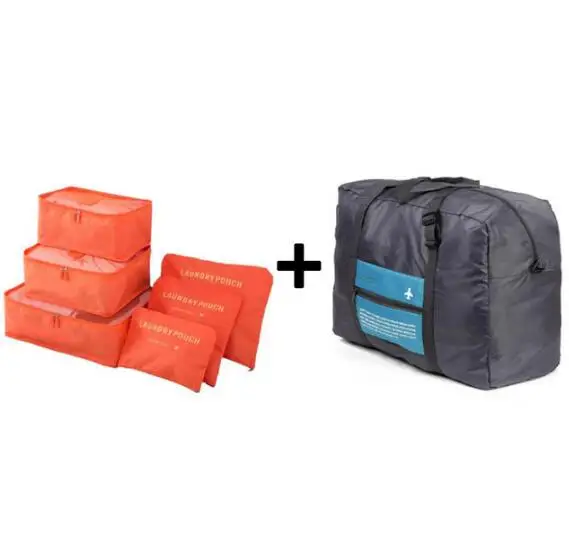 6 шт./компл. плюс путешествия Сумки плюс, обуви, сумок и Для мужчин и Для женщин Чемодан дорожные сумки Упаковка Кубики Органайзер складная сумка для хранения сумки - Цвет: orange1