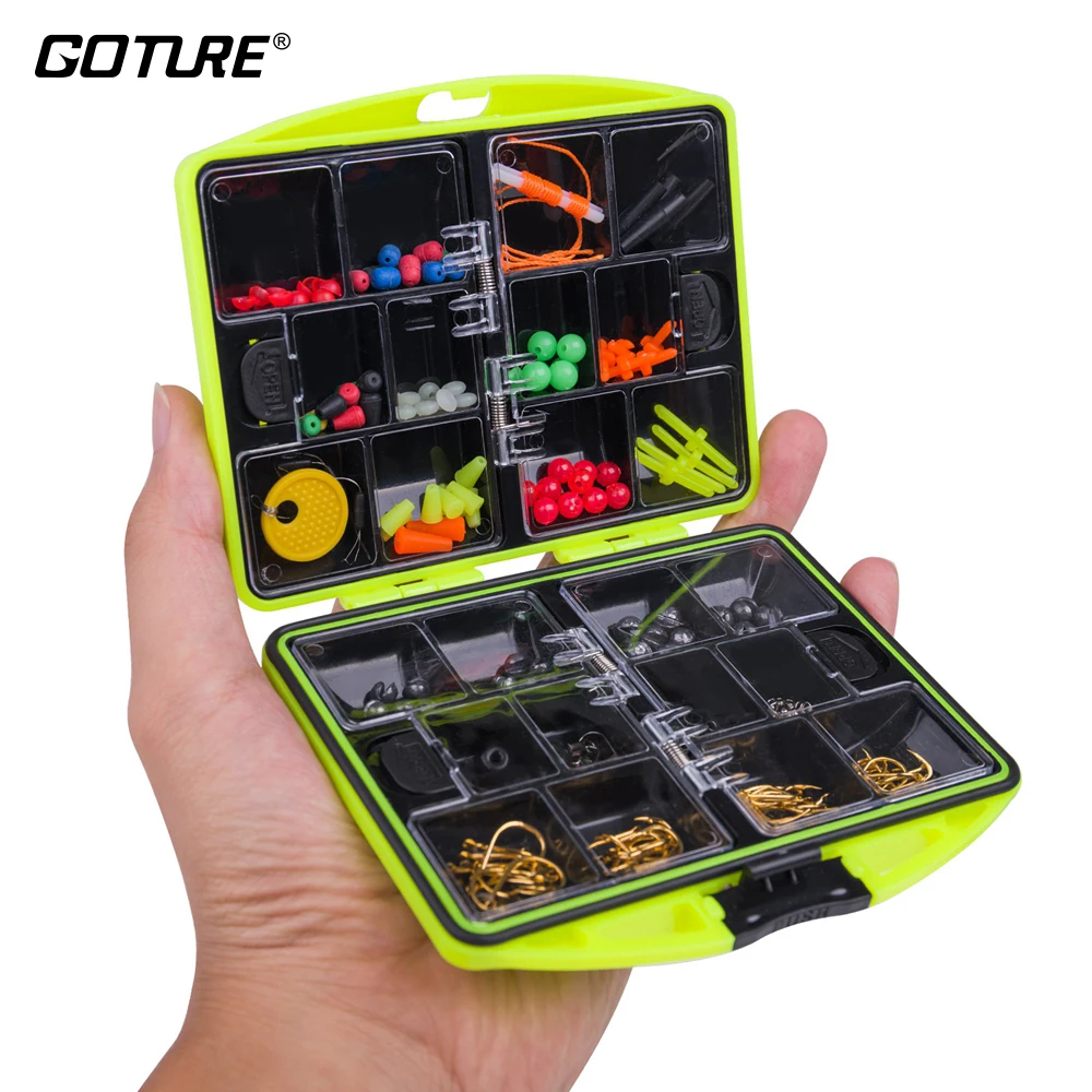 

Goture Rock Fishing Accessories Set Fishhooks Float Lead Sinker Swivel Connector Beads with Strong Fishing Tackle Box