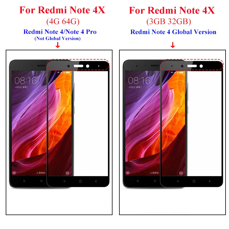 Защитное стекло на весь экран закаленное для Xiaomi Redmi Note 4 глобальная версия 4X 4A 3 Pro