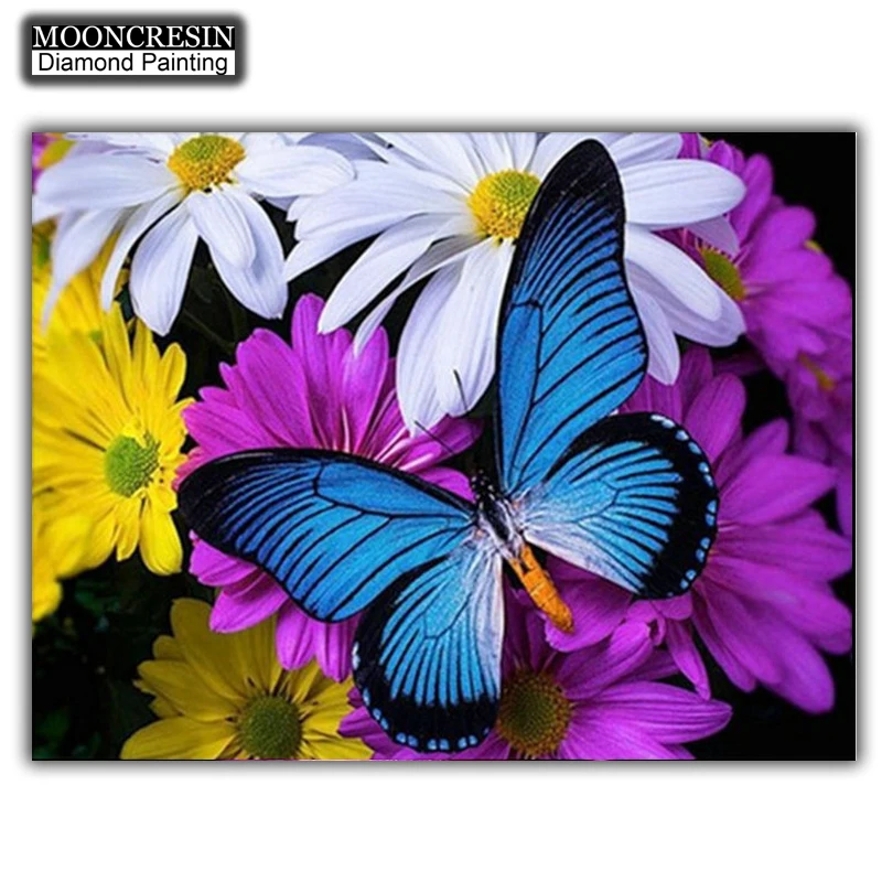 

Diy Diamond Painting Cross Stitch Butterfly Staying On Flower Needlework Diamond Embroidery Full Round Mosaic Decoration Resin