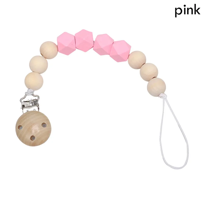 20158NEW Baby Pacifier Clip Chain Wood Holder Chupetas Soother Pacifier Clips Leash Strap Nipple Holder For Infant Feeding - Цвет: pink