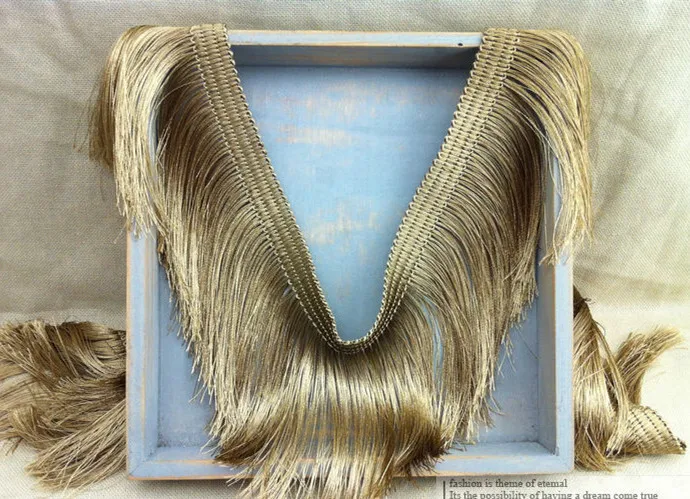 

Gold fringe tassel lace trim Diy necklace garment accessories Dance dress trims 11cm Width