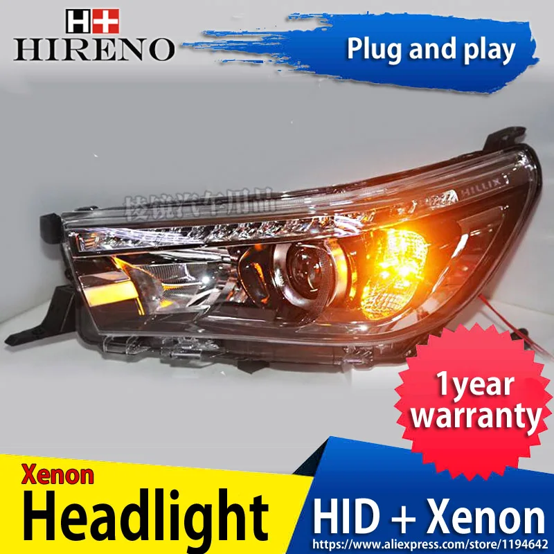 

Hireno Headlamp for 2016 2017 Toyota Hilux VIGO Headlight Headlight Assembly LED DRL Angel Lens Double Beam HID Xenon 2pcs
