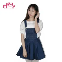 Виви Японии Ремень Школьные Denim Dress For Ladies Синий Съемный Лето Съемный Студент Комбинезоны Dress Женщины Kawaii Одежда