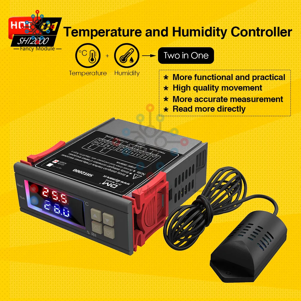 SHT2000 термостат Humidstat светодиодный цифровой дисплей регулятор влажности воздуха AC 110-230 В 10 А термометр гигрометр