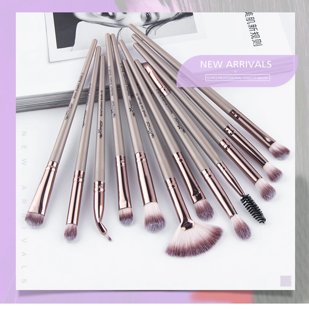

Anmor 12PCS Makeup Brushes Set Face Foundation Eyeliner Eyelash Brushes Eyeshadow Makup Brush Beauty Sexy Lips Brush Cosmetics
