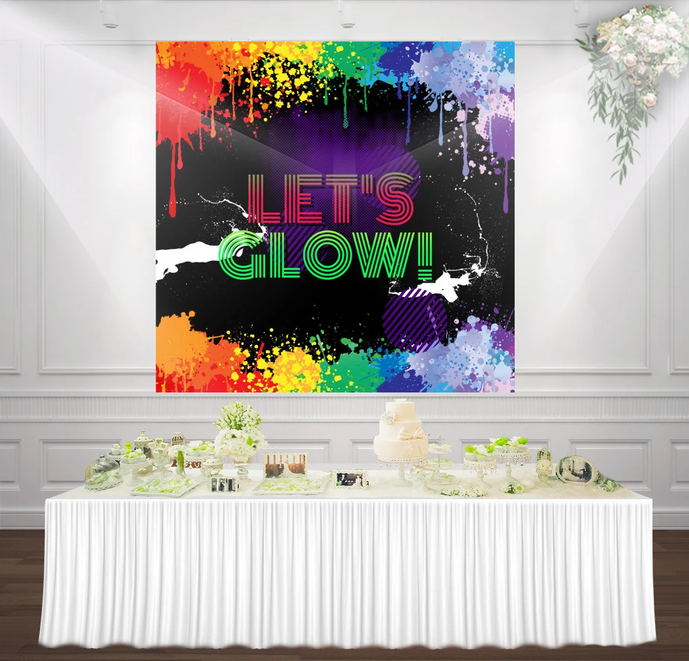 HUAYI let's glow Граффити стена неоновый баннер Вечеринка день рождения шестнадцать