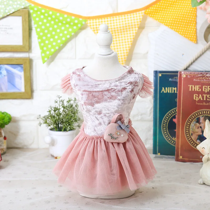 

Lace Bag Princess Dog Dress Pet Products 100% Cotton Clothing For Dogs Chihuahua Teddy Pet Puppy Dog Clothes