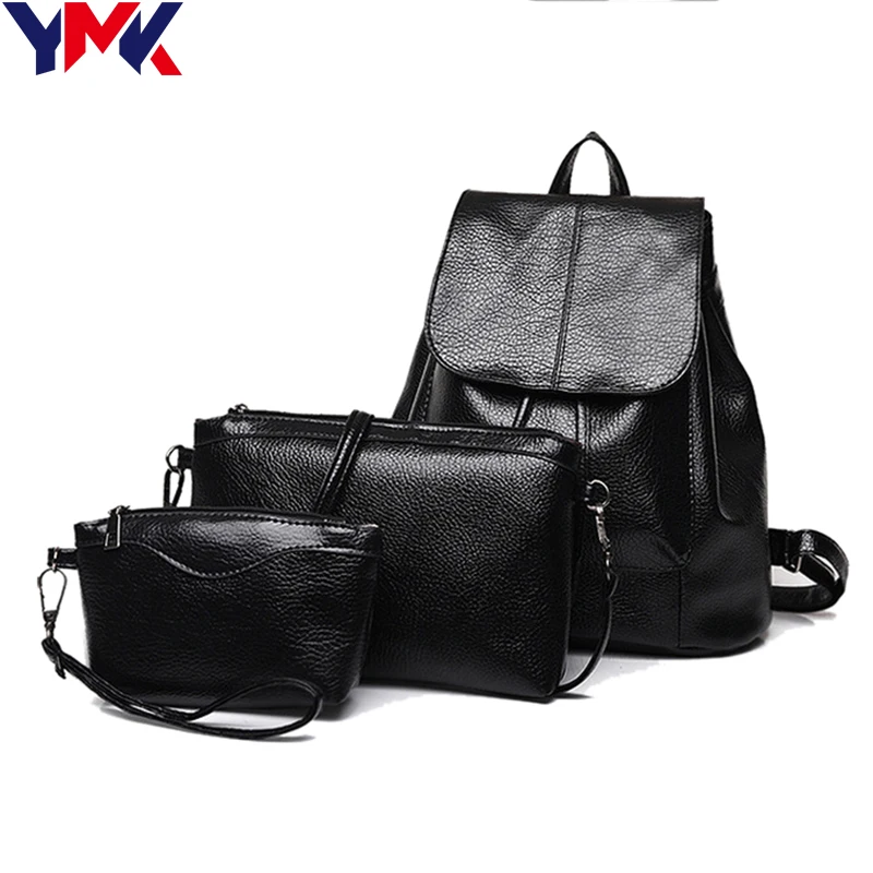 ﻿Buy Fashion Women Leather Backpack School Bags For Teenage Girl