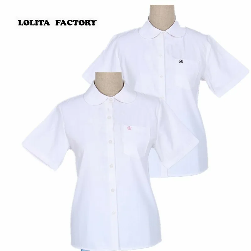 

Round collar Japanese Orthodox JK Uniform Short-sleeved Round-necked Shirt Flap Embroidery Orthodox JK Uniform CY-CS7