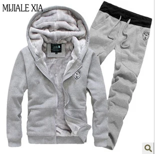 New Autumn/Winter Plus Velvet Warm Hoodie Sweat Pants Suit (Coat+Pants) Lovers Of Fashion Solid Color M-3XL Free Shipping