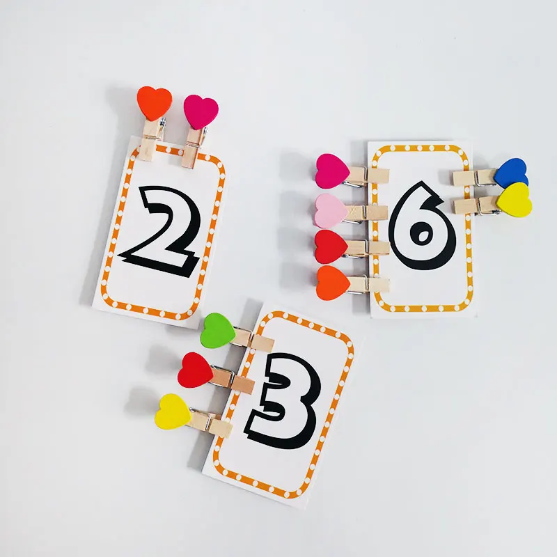 

Montessori Materials Heart Clip Numeral Montessori Cards Educational Early Learning Toys For Kids Juguetes Brinquedos YH0244H