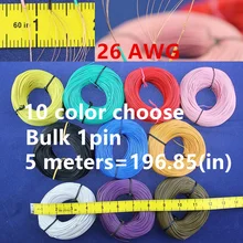 Free shipping Bulk 1pin 5 metres super flexible 26AWG PVC insulated Wire Electric cable, LED cable, DIY Connect 11 color choose