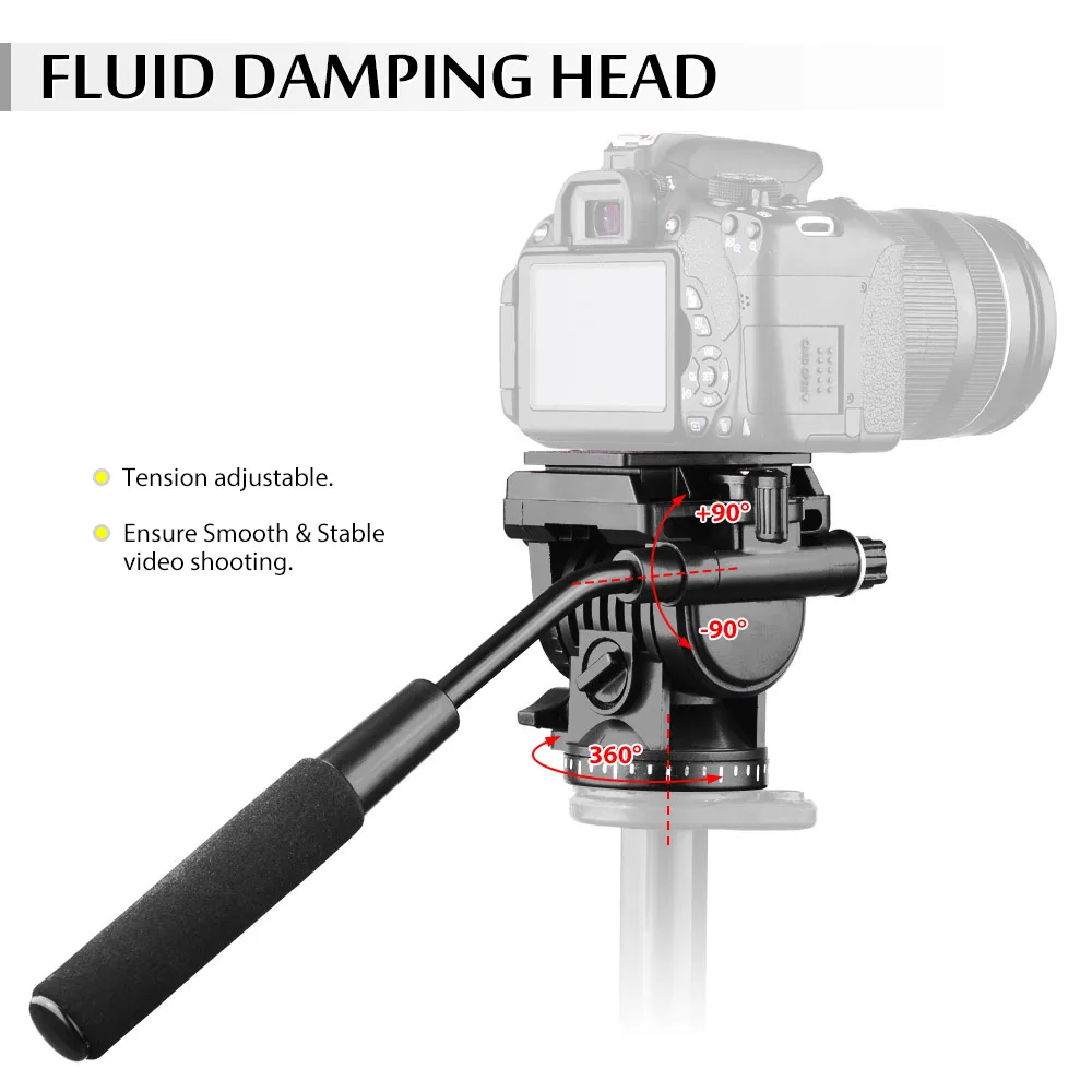 

Andoer Video Action Head Panoramic Hydraulic Damping Photographic Head for Camera Camcorder Tripod Monopod Slider Shooting Film