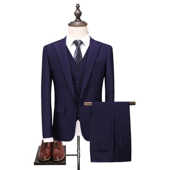 

Custom fashion new men's men's suit three-piece suit (jacket + pants + vest) men's business formal suit wedding groom dress